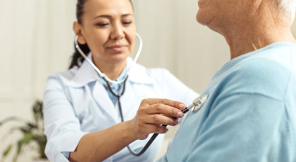 Selective focus of a stethoscope being in use